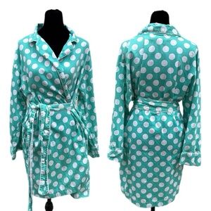 Gold Label VICTORIA’S SECRET Collection Vintage Blue/Green Polka Dot Bath Robe